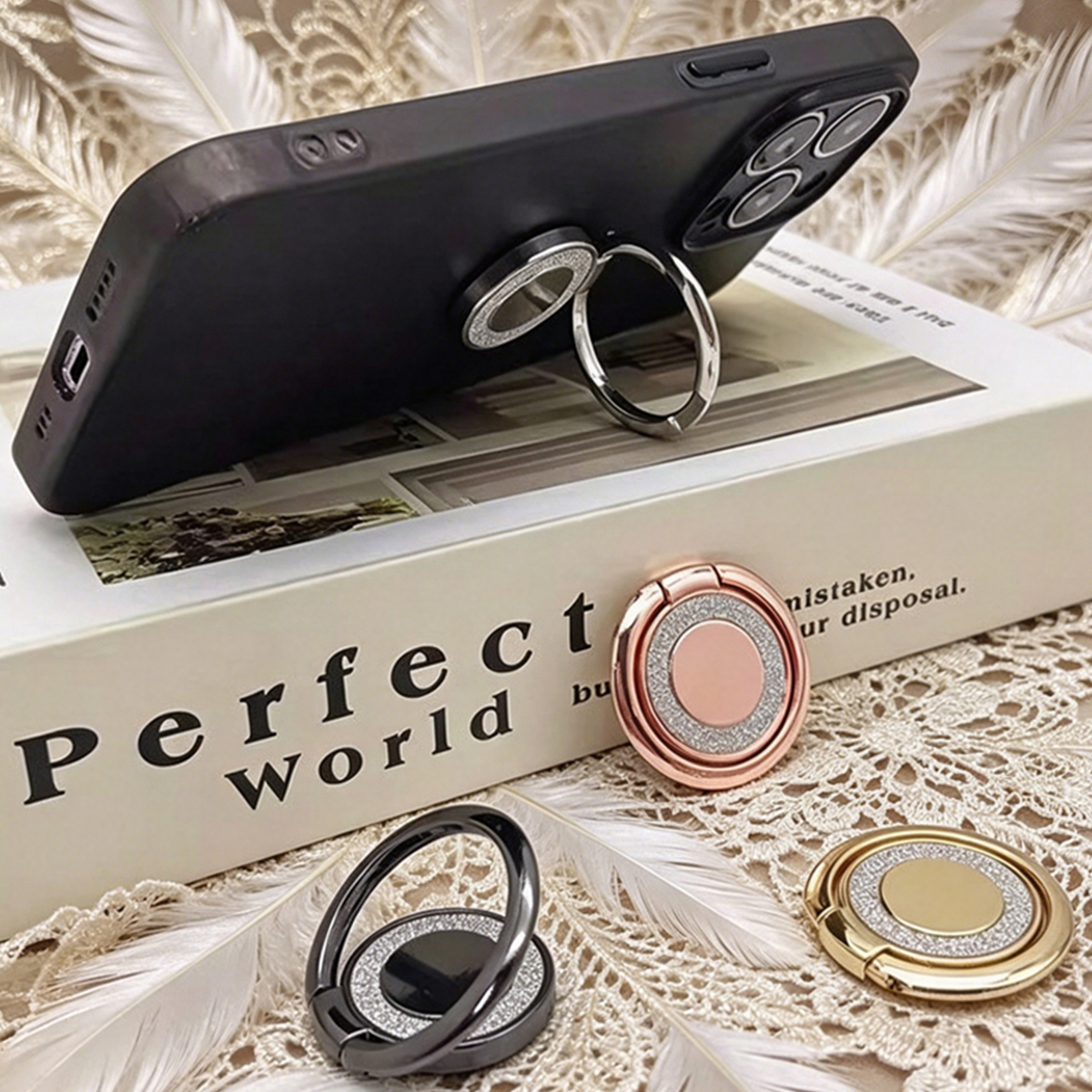 Phone Accessories Ring - Universal Glitter Phone Ring Holder 360