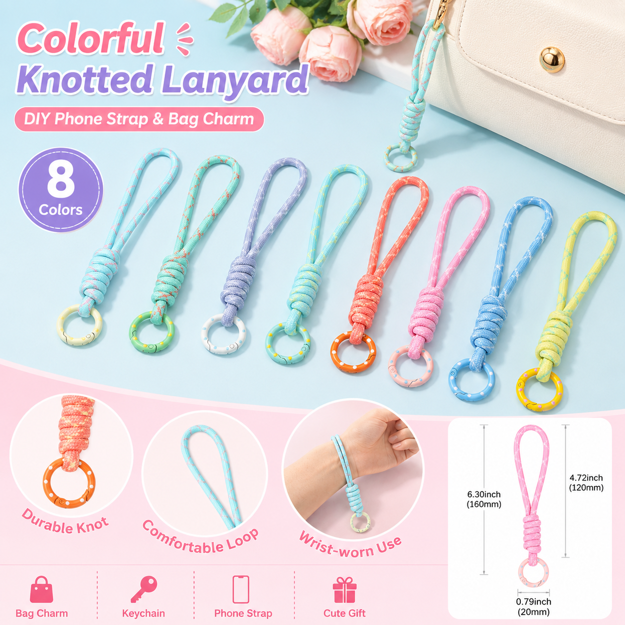 Phone Accessories For Car - Hand Woven Keychain For Mobile Phone