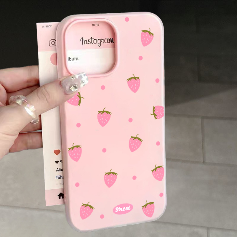 X Phone Accessories - Sweet Pink Strawberry Pattern Phone Case