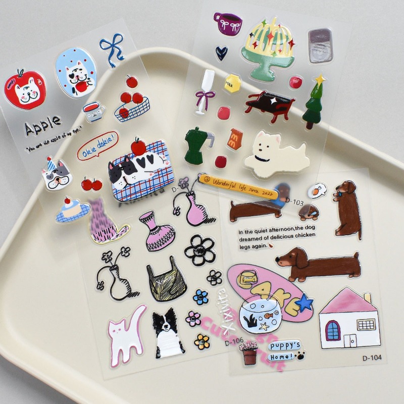 Phone Accessories Aesthetic - Cute Green Apple Cat Jelly Stickers