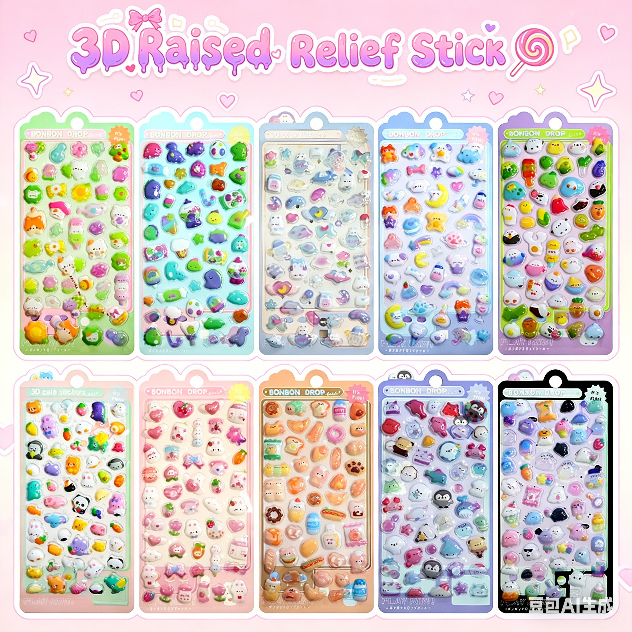 Cartoon 3D Relief Drop Sticker - Phone Accessories Aesthetic recension och pris
