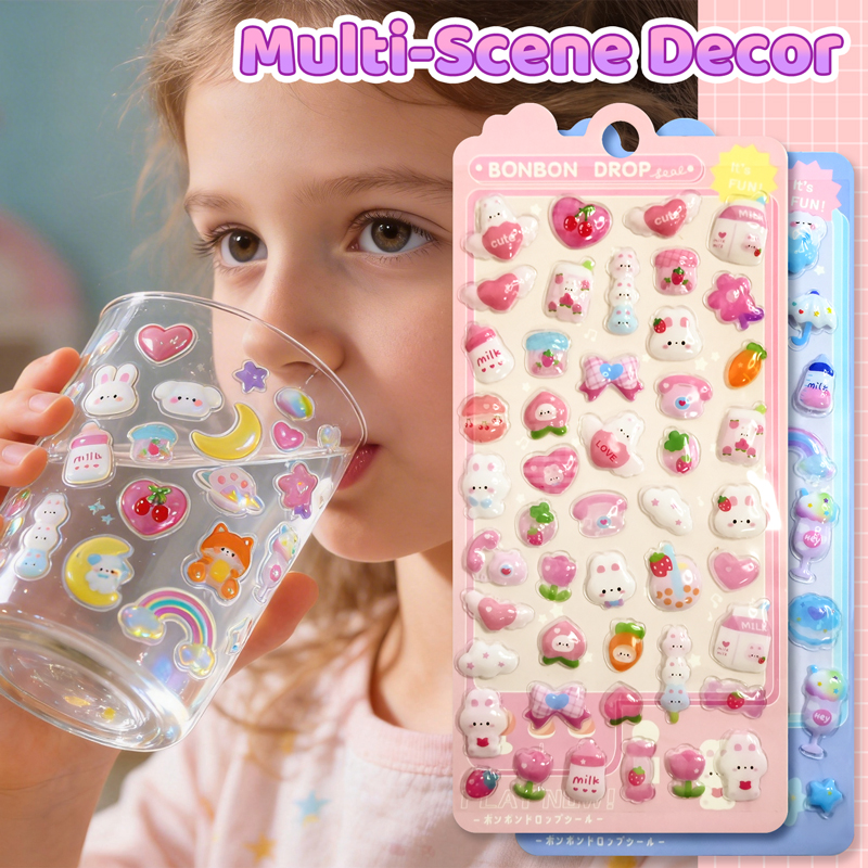Cartoon 3D Relief Drop Sticker - Phone Accessories Aesthetic recension och pris