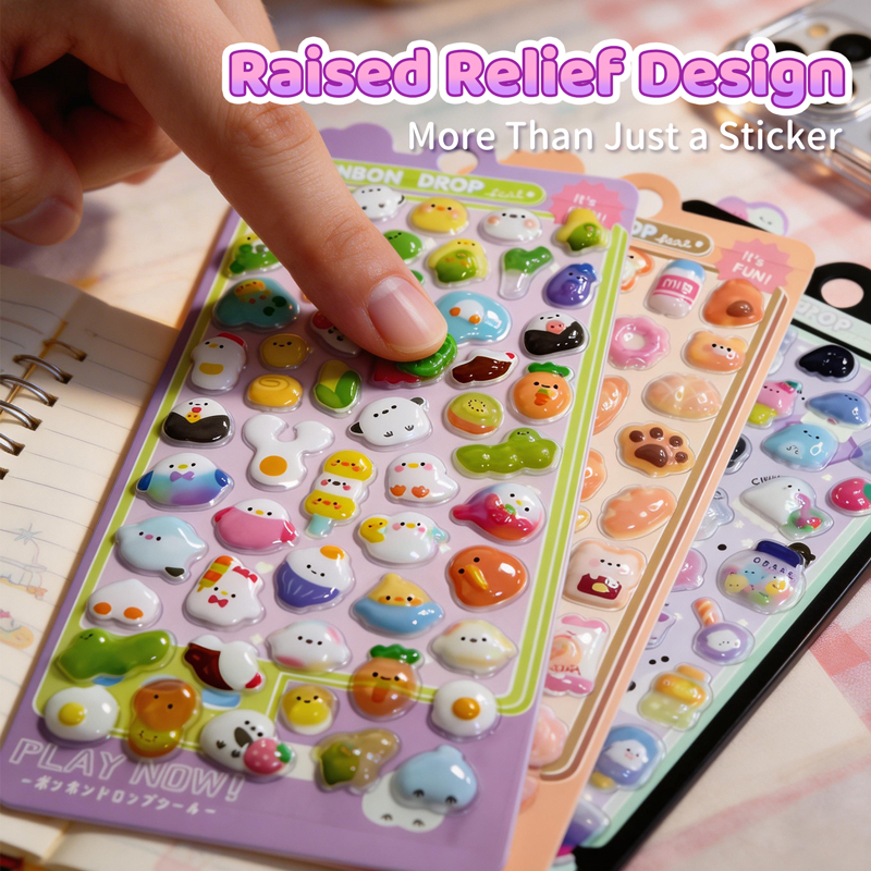 Cartoon 3D Relief Drop Sticker - Phone Accessories Aesthetic recension och pris