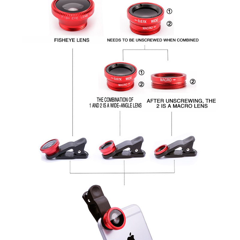 Universal 3 In 1 Fish Eye Lens - Lens Camera Clip recension och pris