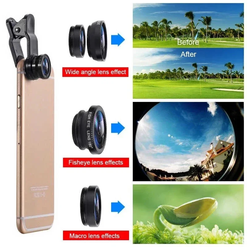 Universal 3 in 1 Fish Eye Lens - Lens Camera Clip recension och pris